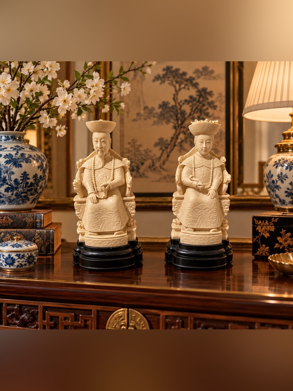 Norleans Handcrafted Chinese Emperess And Emperor Leader Statue Figurine & Vases